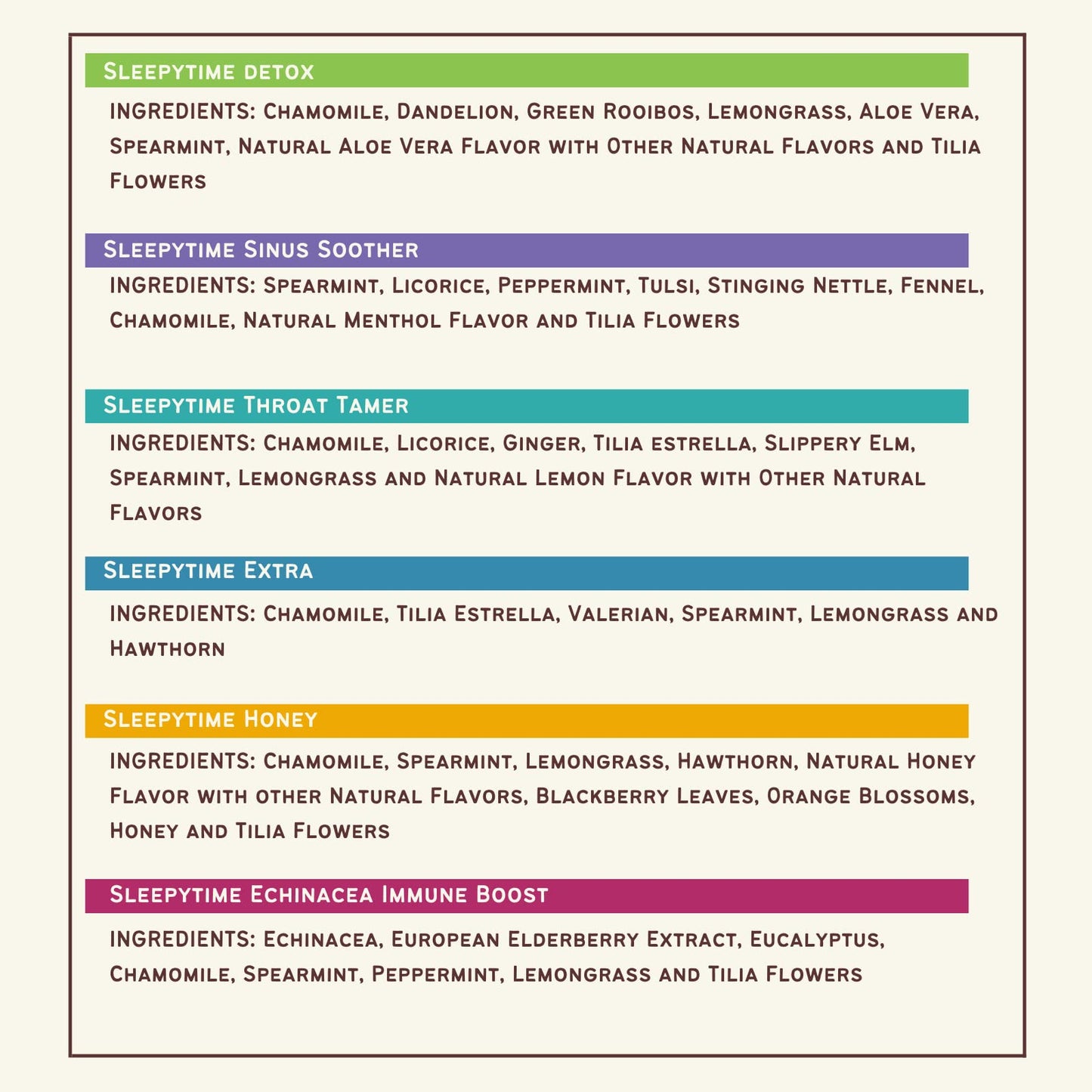 Celestial Seasonings Wellness Tea Sleepytime Variety Pack, Caffeine Free, 20 Count (Pack of 6)