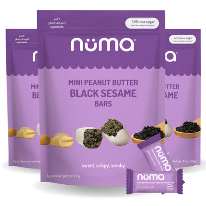 Mini Peanut Butter Black Sesame Bars - Vegan, Low Sugar, High Protein, Low Calorie, All Natural, Gluten Free - Crunchy Plant Bas