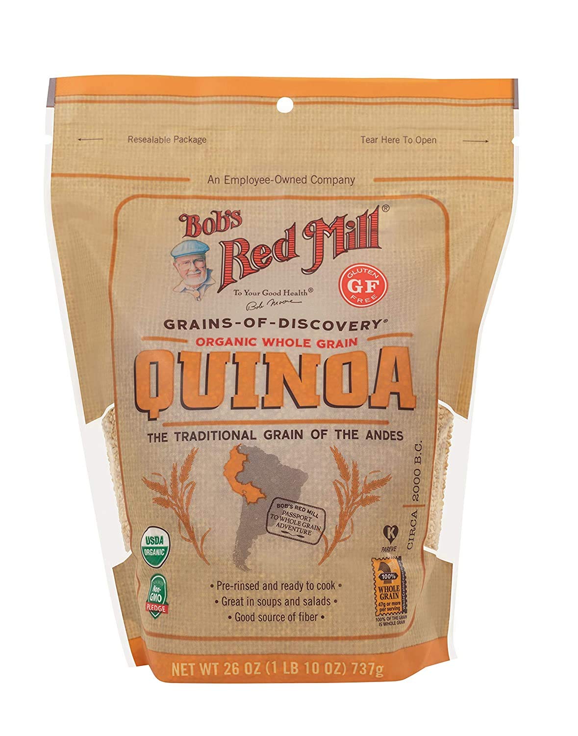Bob's Red Mill Organic White Quinoa, 26 Ounce (Pack of 2)
