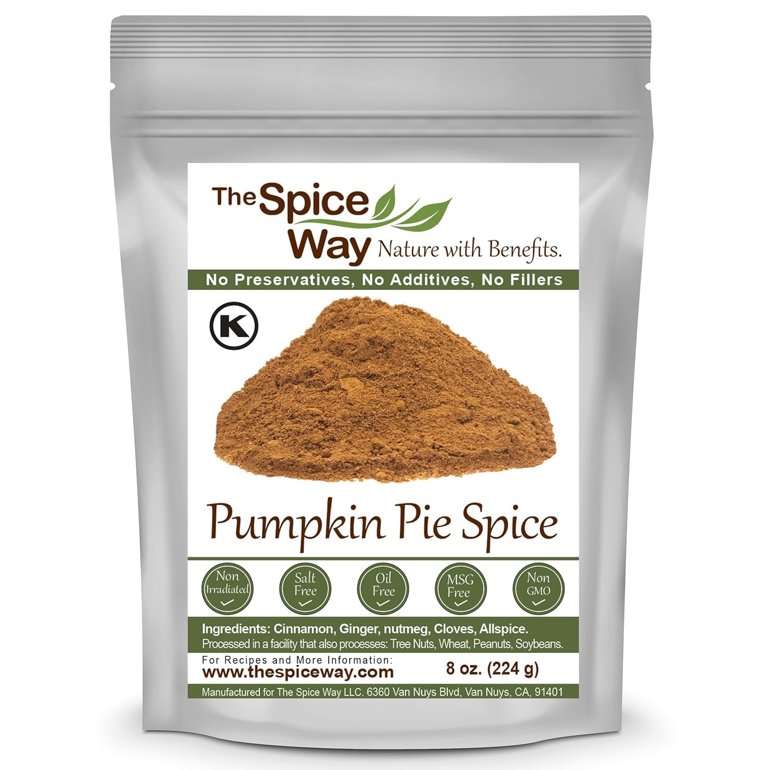 The Spice Way Pumpkin Pie Spice - 8 Oz Seasoning Includes Cinnamon, Ginger, Nutmeg, Cloves & Allspice - Perfect For Baking