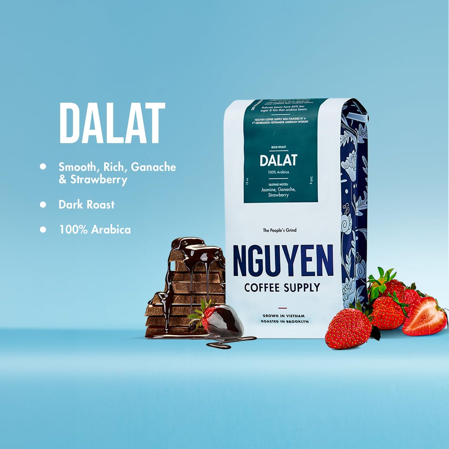 NGUYEN COFFEE SUPPLY Dalat Arabica Dark Roast Whole Coffee Beans 12 oz Bag