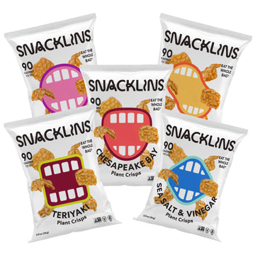 SNACKLINS Plant Based Crisps VARIETY PACK - Gluten Free, Grain Free, 100% Kosher, Vegan Healthy Snacks, Crunchy Puffed Snack, On