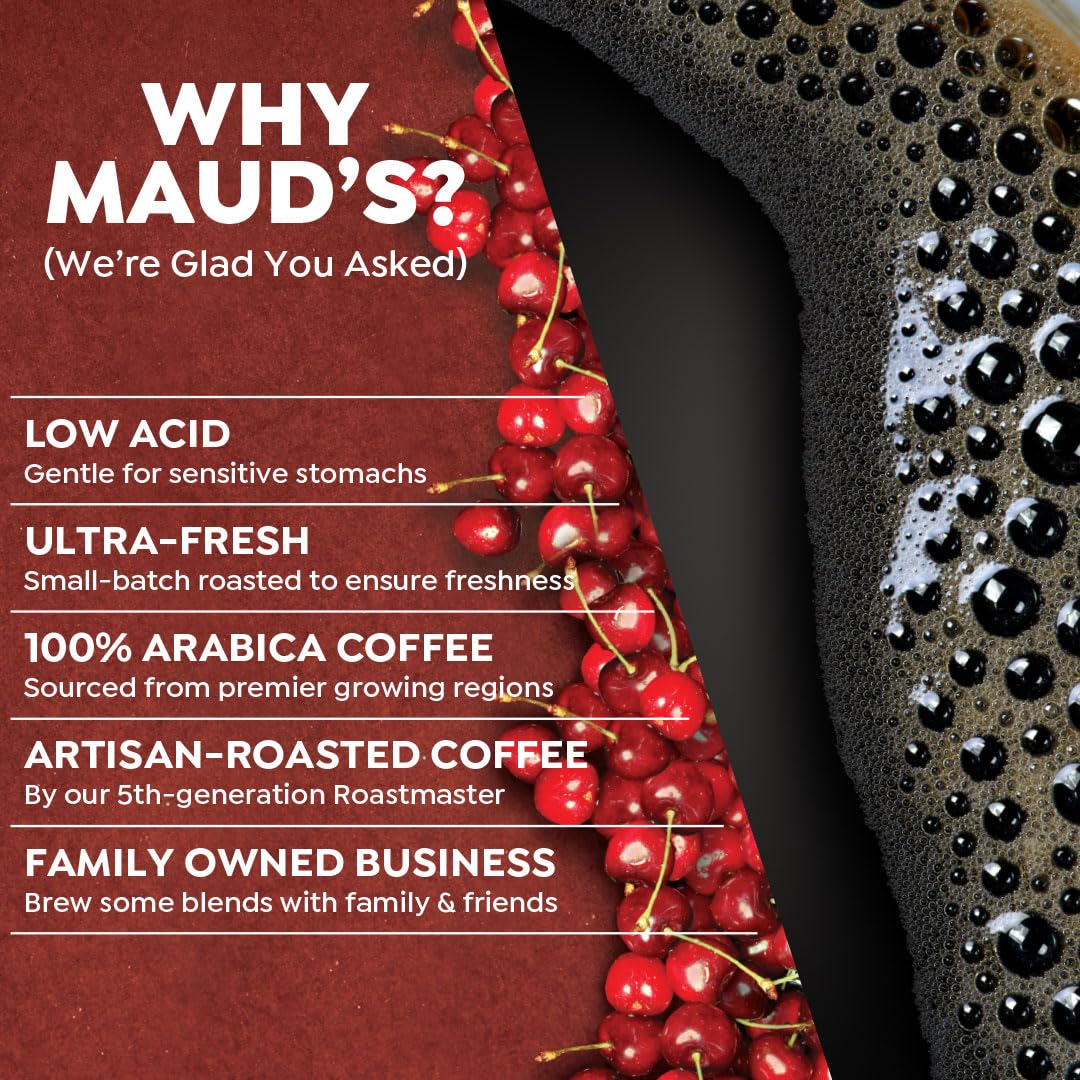 Maud'S Cherry Flavored Coffee Pods, 36 Ct, Medium Roast Flavored Coffee In Recyclable Single Serve Pods - 100% Arabica Beans, Co