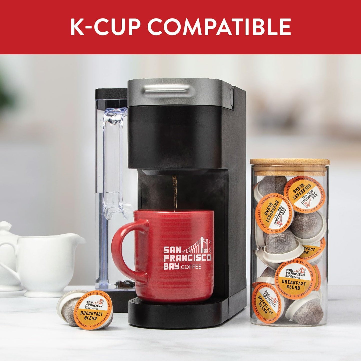 San Francisco Bay Compostable Coffee Pods - Breakfast Blend (80 Ct) K Cup Compatible Including Keurig 2.0, Medium Roast