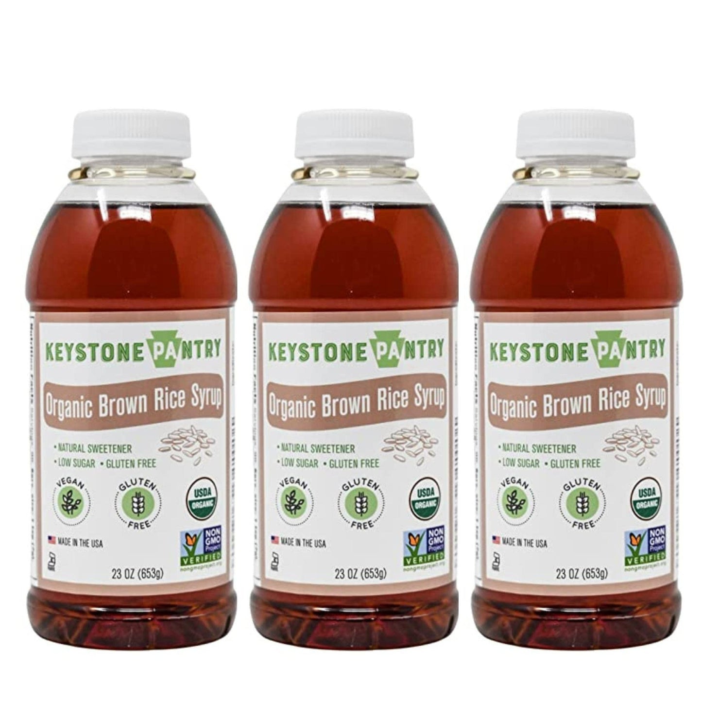 KEYSTONE PANTRY Organic Brown Rice Syrup, Vegan, Gluten Free, 23 Fl Oz (Pack of 3)