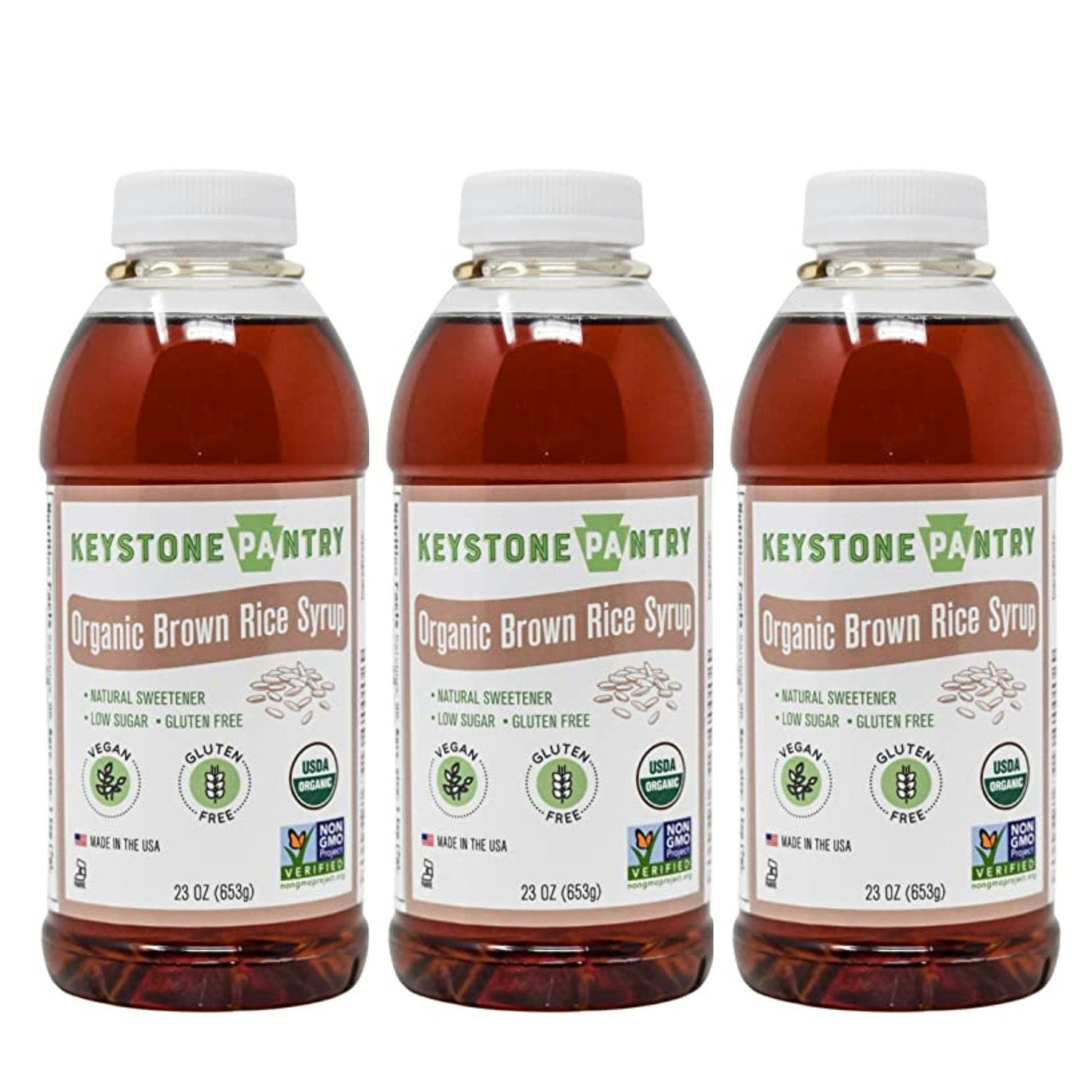 KEYSTONE PANTRY Organic Brown Rice Syrup, Vegan, Gluten Free, 23 Fl Oz (Pack of 3)