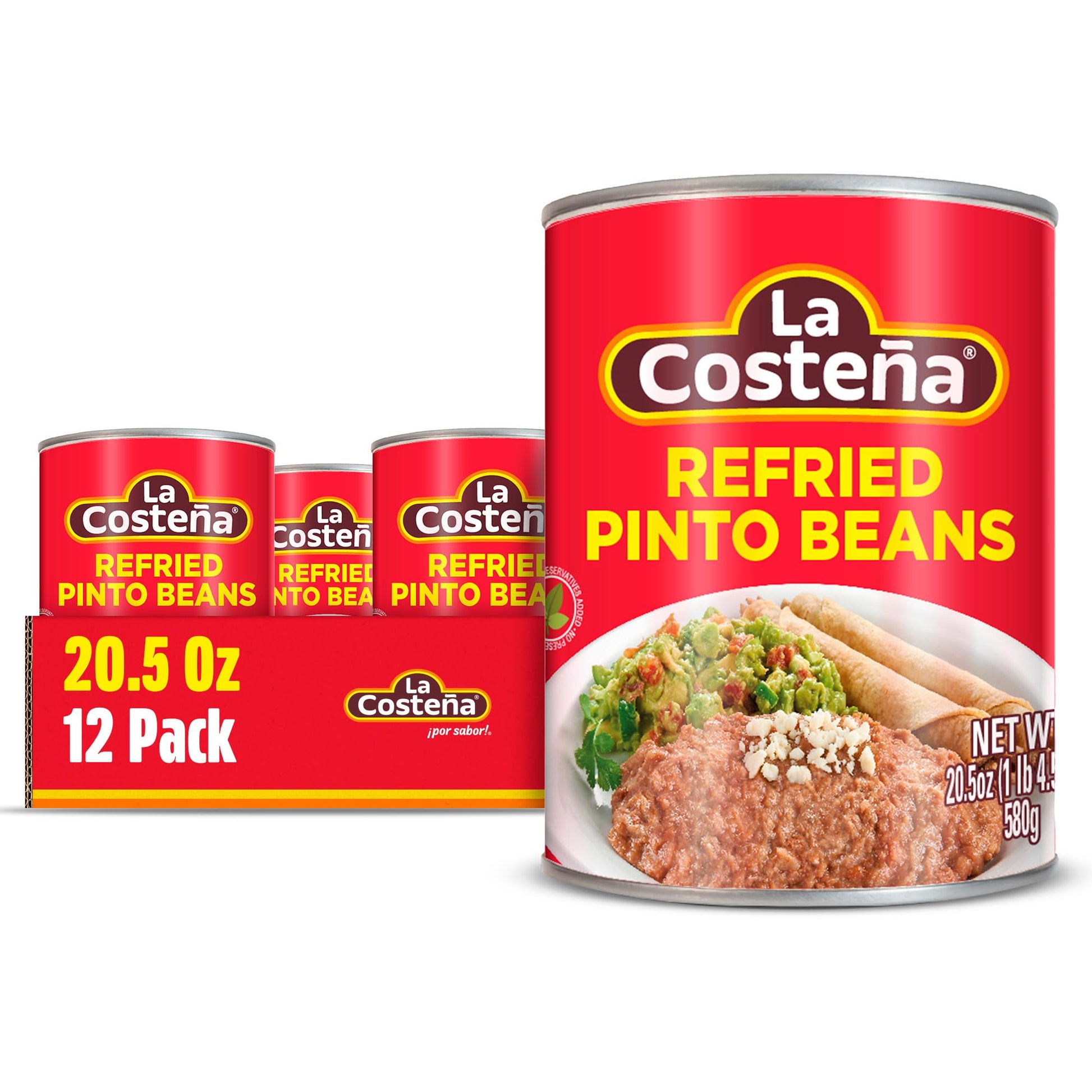 La Costea Refried Pinto Beans - Ready-to-Eat Canned Refried Beans for Mexican Food, Mexican Rice, Nacho Bean Dip, Bean Burrito, 