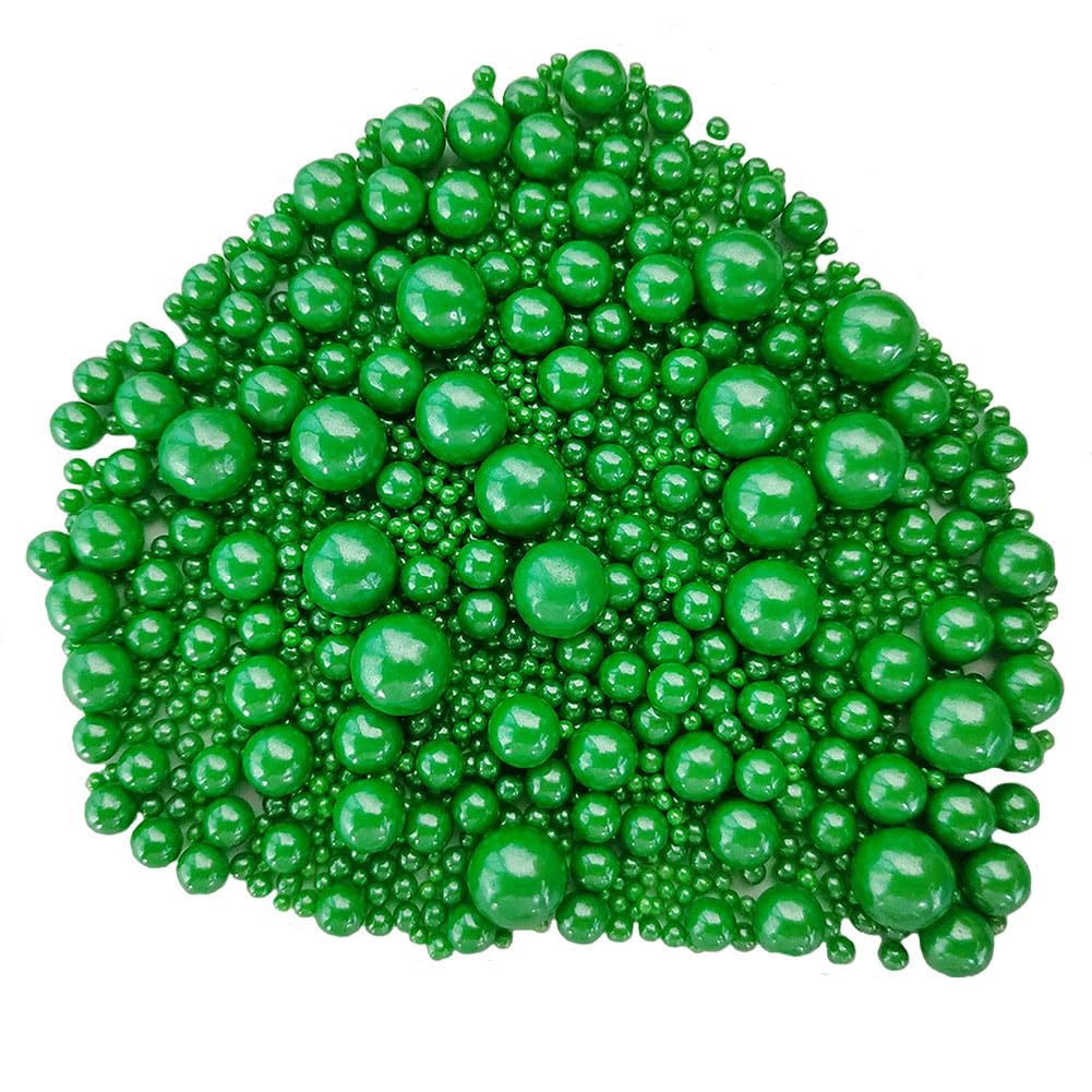 Edible Christmas Green Sugar Pearls Candy Sprinkles 120G/ 4.23Ounce Baking Cake Sprinkles Cupcake and Cake Topper Cookie Decorat