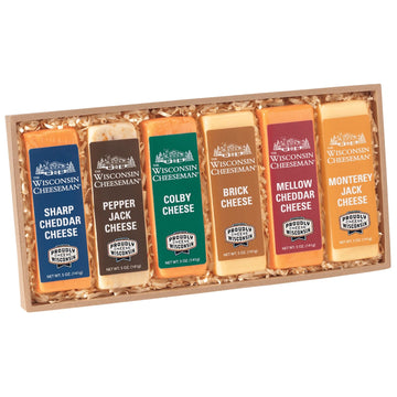 The Wisconsin Cheeseman Assorted Cheese Bars - Featuring Sharp and Mellow Cheddar, Pepper Jack, Colby, Brick, and Monterey Jack,