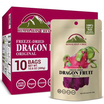 Himalayan Chef Freeze-Dried Dragon Fruit 15g/Each (Pack of 10) | Organic Dried Fruit Snacks, Healthy Snack for Kids & Adults, Fr
