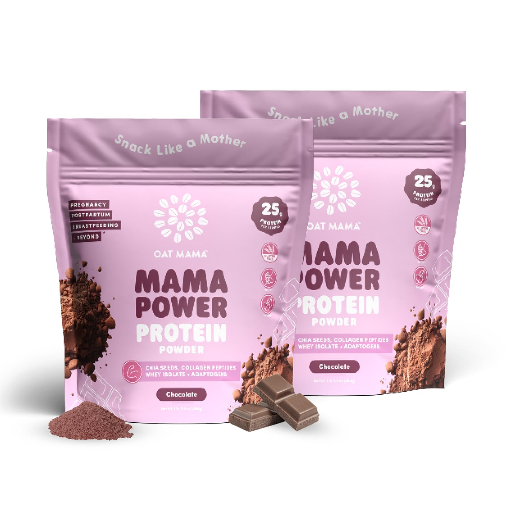 OAT MAMA Chocolate Mama Power Protein Powder for New Moms - Delicious, Natural Protein Powder with Lactation Support for Pregnan