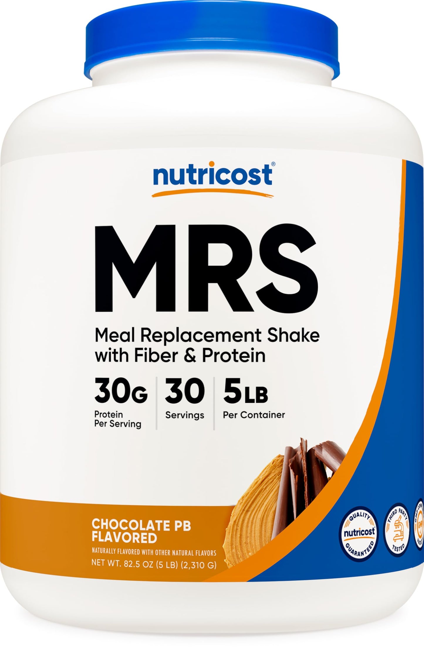 Nutricost Meal Replacement Shake Powder (Chocolate Peanut Butter) 5 LBS - 30g of Protein with Fiber, GMO-Free, Gluten-Free, 30 S