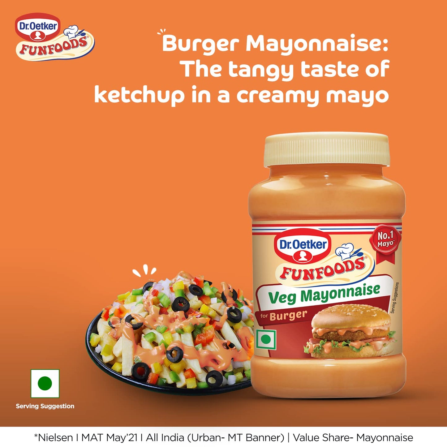 Dr. Oetker Funfoods Dr. Oetker Fun Foods Veg Mayonnaise Burger, Made With 38% Tomatoes, 250Grams