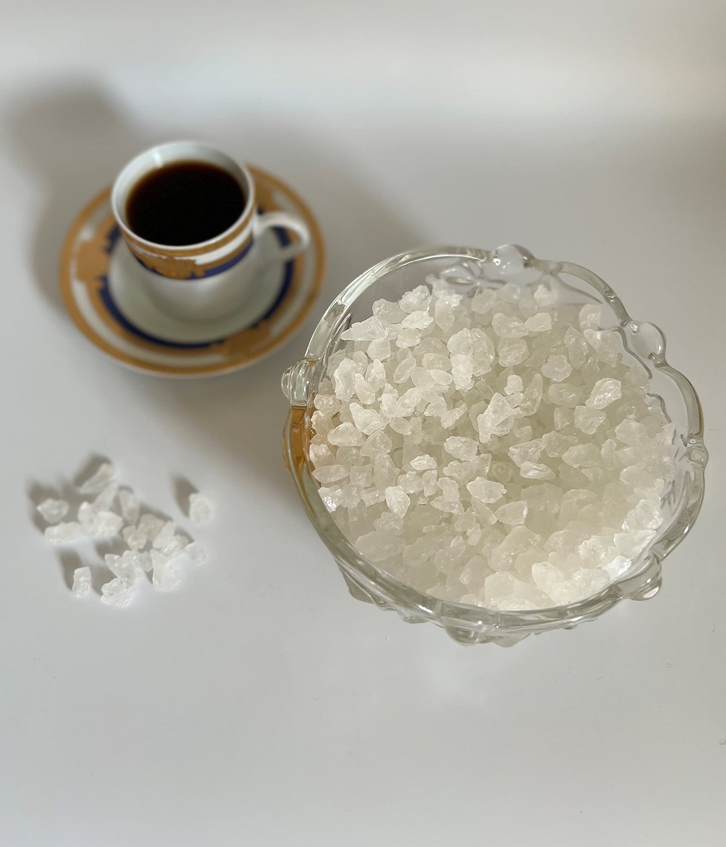 SweetGlob Old Fashioned White Rock Candy Crystals (Gems Rock Sugar Candy (Medium Crystal), 1 Pound)