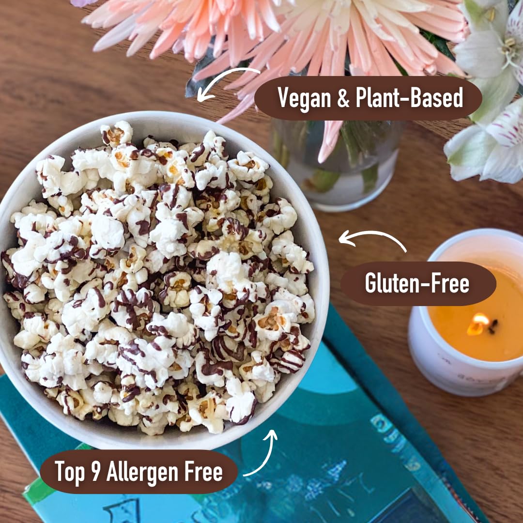 Safe + Fair Food Company Plant-Based Gourmet Chocolate Flavored Popcorn - Dark Chocolaty Drizzled Kettle Corn popcorn - Non-GMO