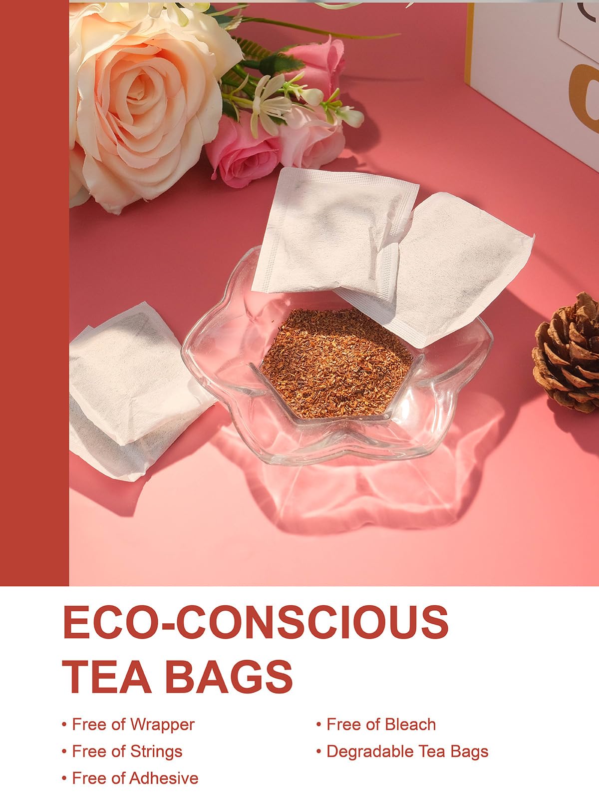 TeeLux Rooibos Tea Bags, Premium Herbal Tea, Caffeine-free, Fruity Sweet Flavor, 100 Count