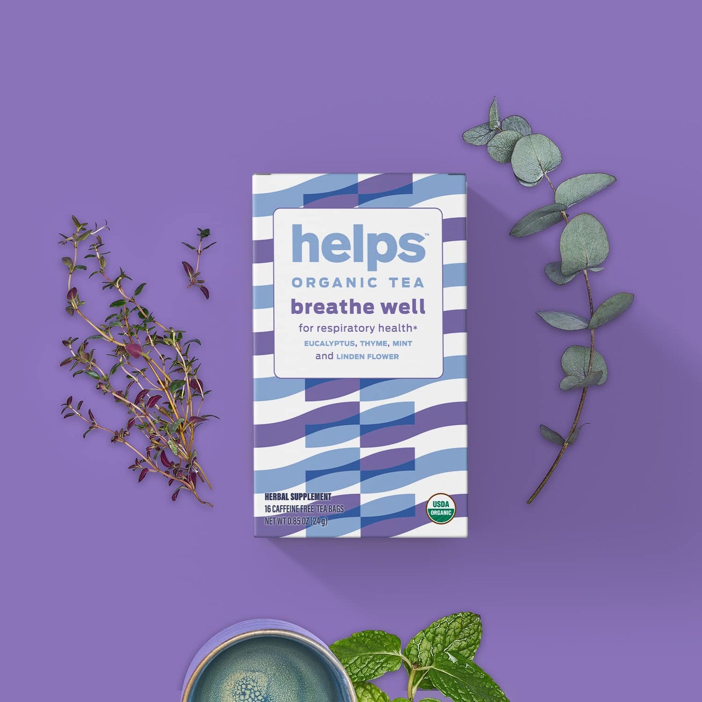 Helps Teas | Helps Breathe Well | Organic Herbal Tea Blended With Eucalyptus, Thyme, Tila, Mint And Stevia That Clear Your Sinus