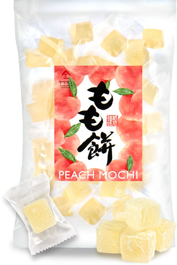 Japanese Mochi Candy Individually Wrapped, Momo White Peach Flavor, Plant-Based Kanten Agar Sweets 300G?Yamasan?