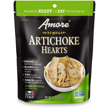 Amore Artichoke Hearts - Non GMO Verified Ready-to-Eat Herb Infused Vegetables in Resealable Bags - Snack On The Go Straight Out