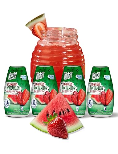 Klass Aguas Frescas Liquid Water Enhancer Sugar-Free Naturally Flavored Strawberry-Watermelon, Keto Friendly |1.62 Oz Pack Of 4 (Makes 24 Servings Each) 0 Calories Per Serving