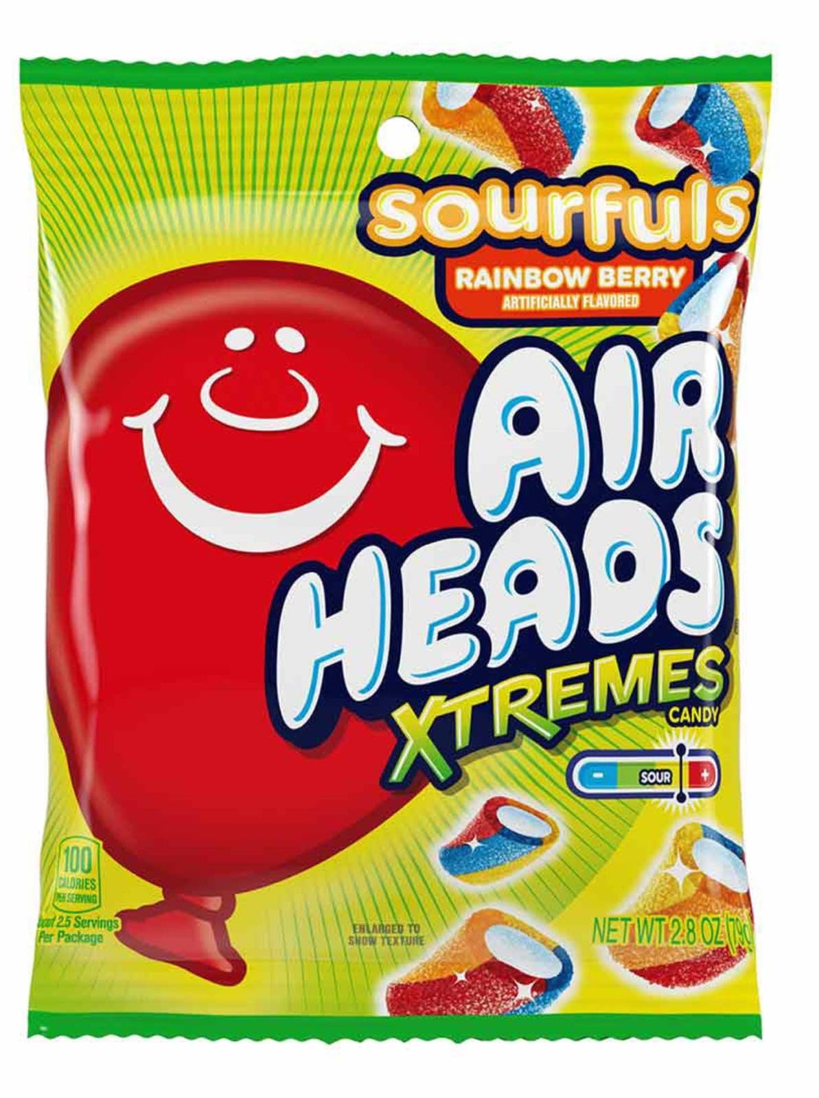 Airheads Xtreme Sourfuls Rainbow Berry Candy, Sour Chewy Candy, 2.8 Oz, 3 Bags