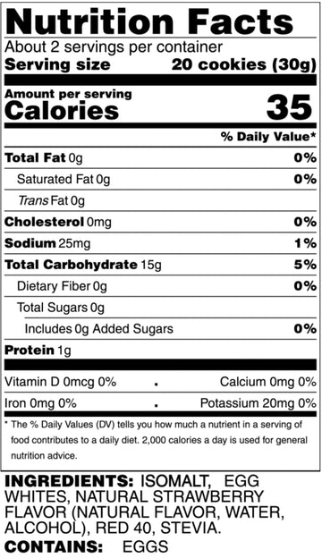 Krunchy Melts Original Sugar Free Meringue Cookies, Strawberry Flavor, 2 Oz, Fat Free, Gluten Free, Dairy Free, Keto Friendly