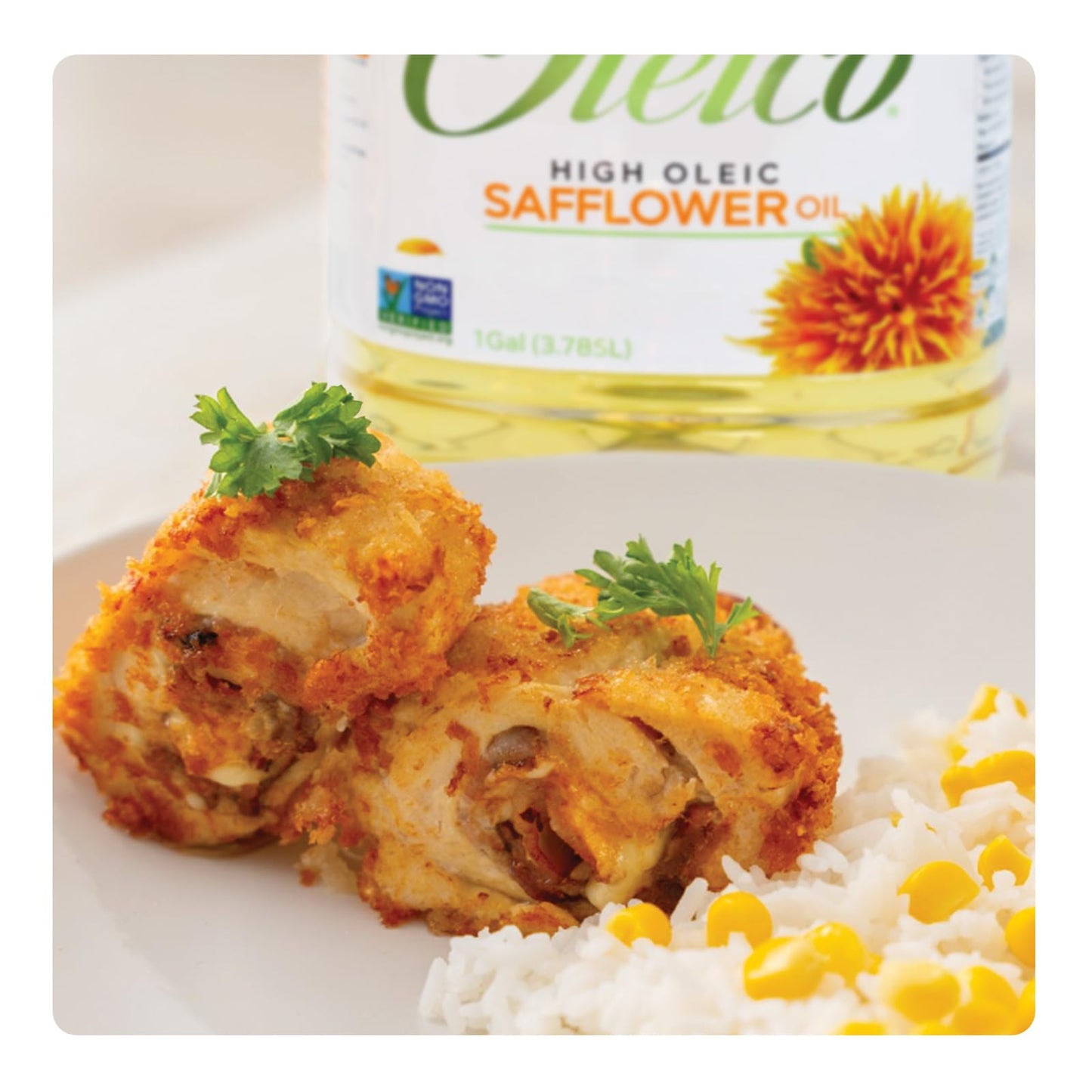 Oleico - High Oleic, Non GMO Certified, Kosher Verified, Expeller Pressed, High Heat Stable Safflower Oil, Bottle of 1 Gallon (1