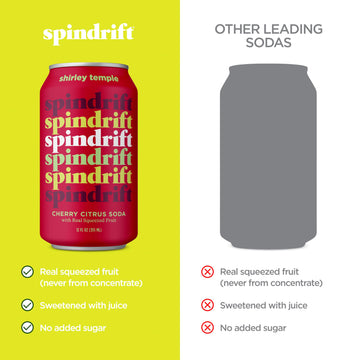 Spindrift Shirley Temple Soda, Real Squeezed Fruit, Kosher, Gluten Free, Non-GMO, 12 Fl Oz, Pack of 12