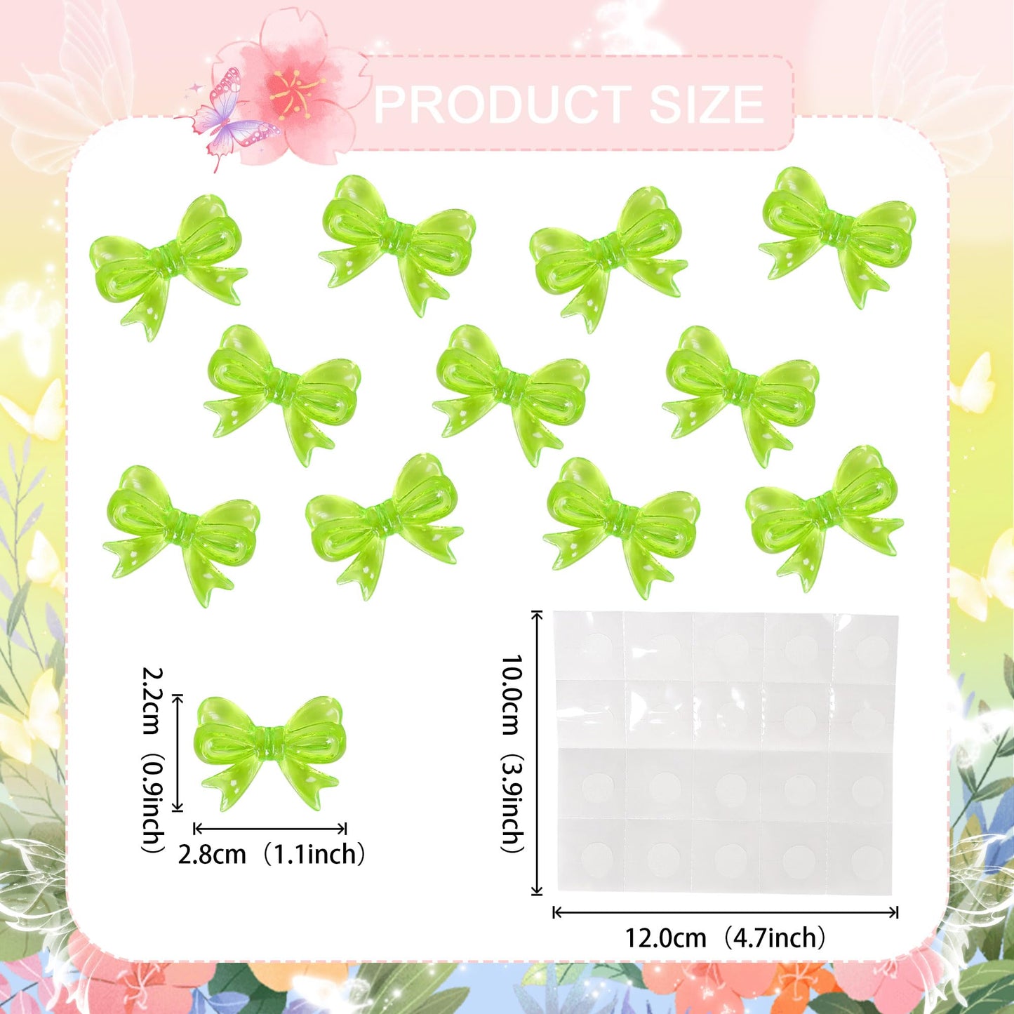 YCTHUNFISH 30 Pack Pink Bow Cupcake Toppers - Bowknot Paper Picks for Wedding, Bridal Shower, Birthday Party, Green