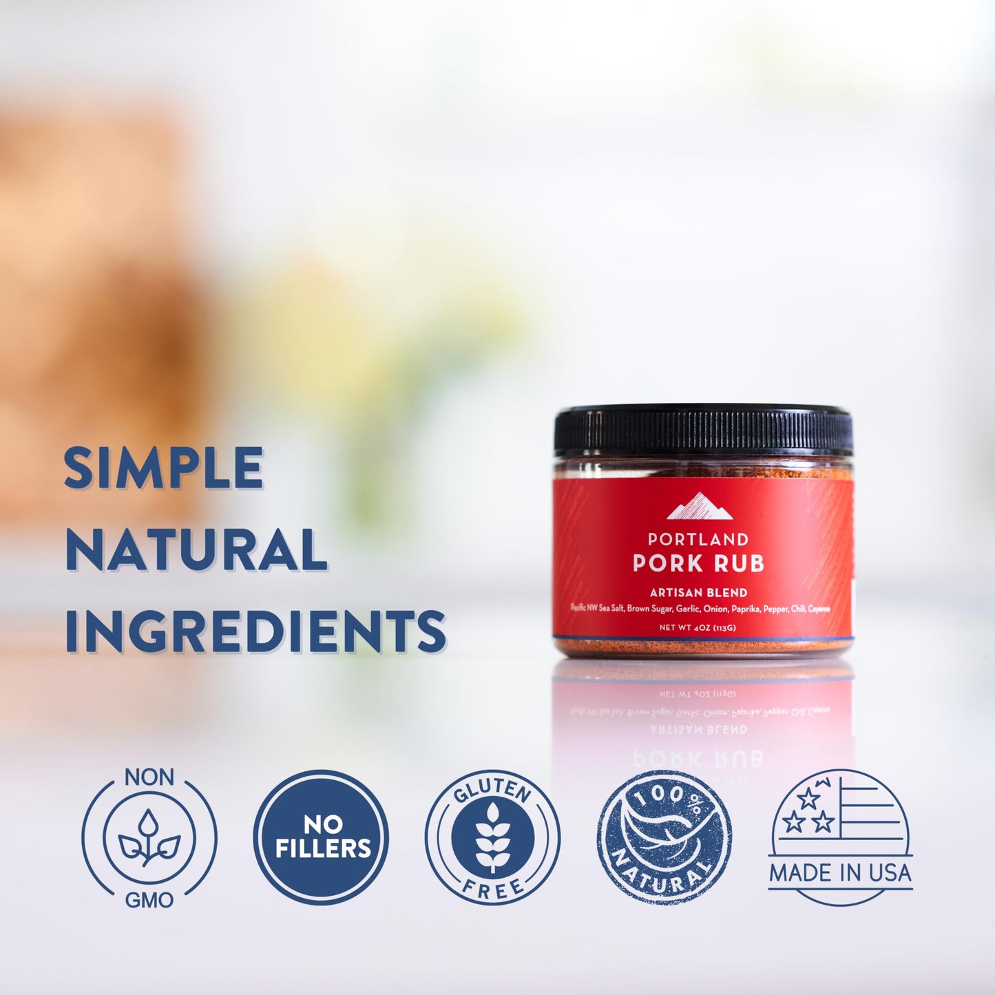 Portland Salt Co. Pork Rub BBQ Spice Blend - Sweet, Smoky, Non-GMO, 4 Oz