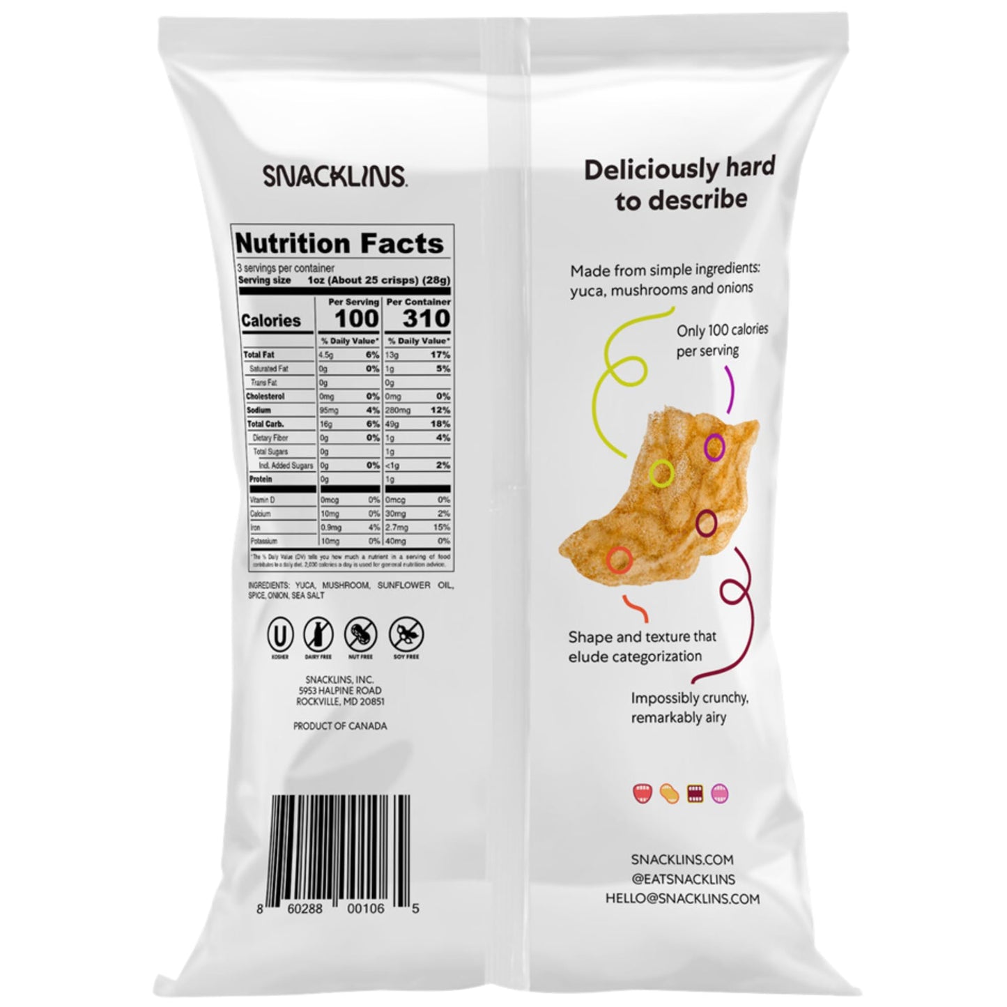 Snacklins Plant Based Crisps - Barbeque - Vegan Healthy Snacks - Gluten Free, Grain Free, Plant Based Crisps, 100% Kosher For Pa