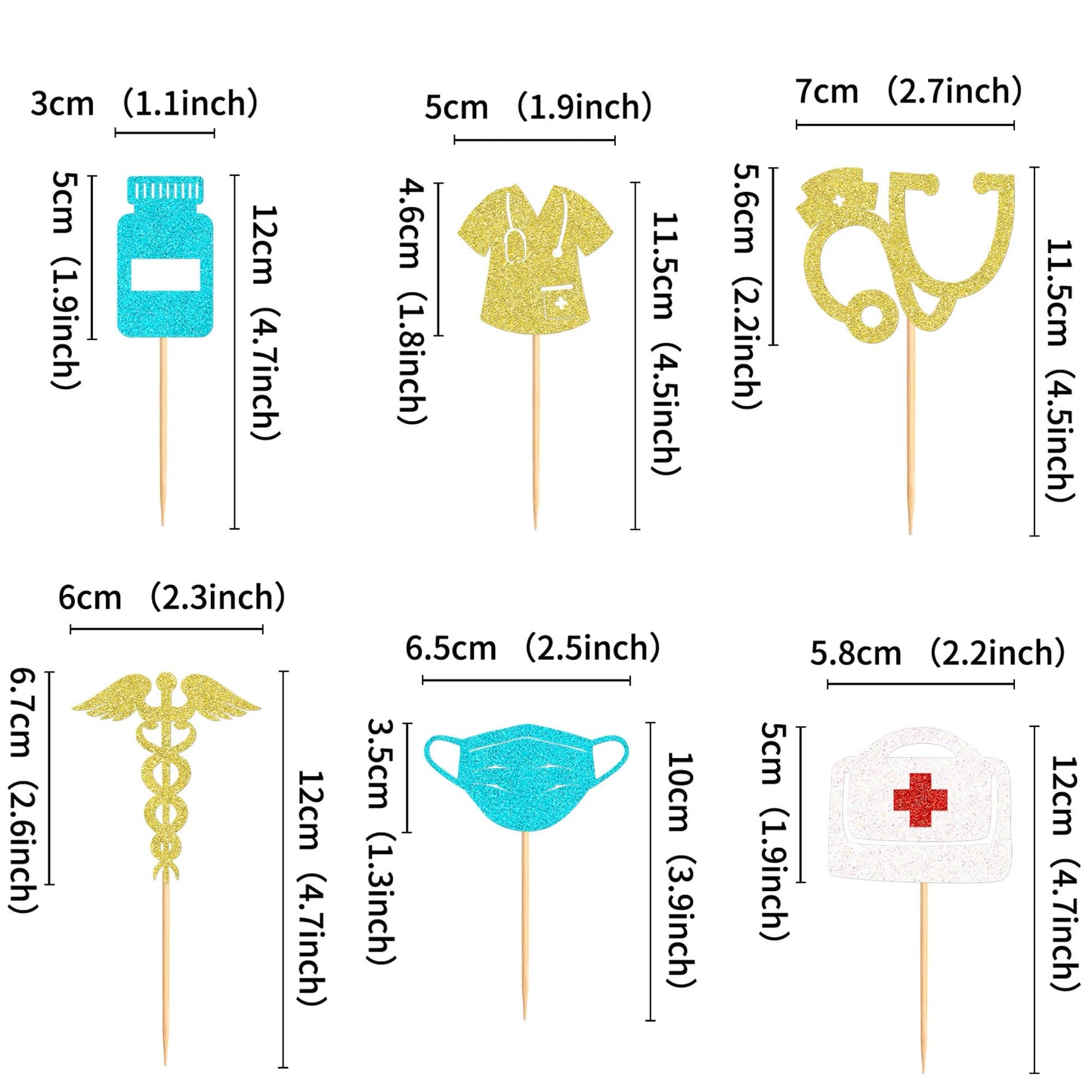 Ercadio Nurse Cupcake Toppers, 24 Pcs, Paper, Red, Happy Nurse Week, Cake Decorations for Nursing School Graduation Party