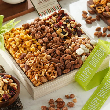 Broadway Basketeers Gourmet Nuts Gift Basket Collection For Birthday Celebrations - Mixed Nuts Healthy Gifts For Men, Woman And Families Celebration Kosher