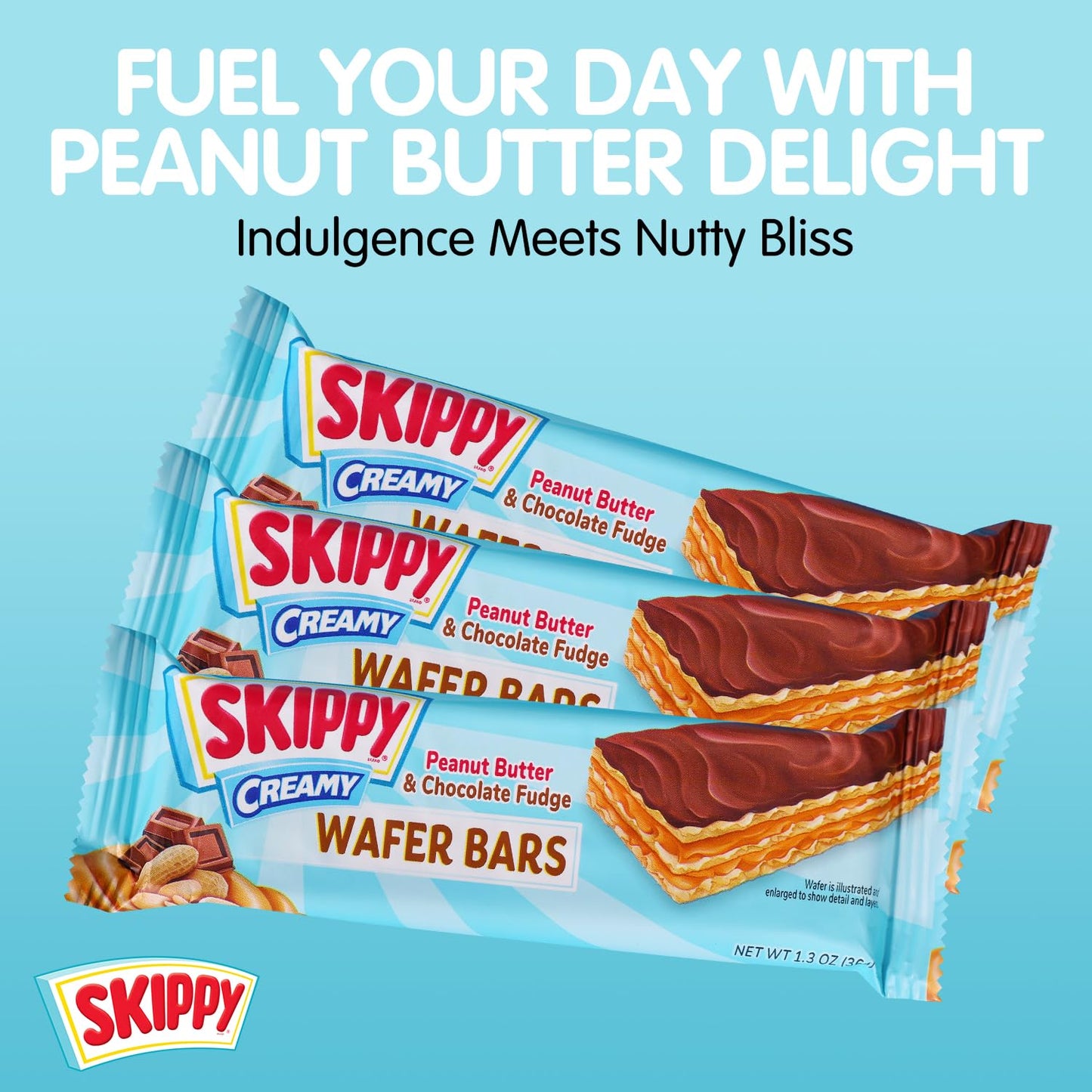 SKIPPY Creamy Peanut Butter & Chocolate Fudge Wafer Snack Bar, 6 ct, 1.3 oz Each - Delicious Treat for On-the-Go Snacking
