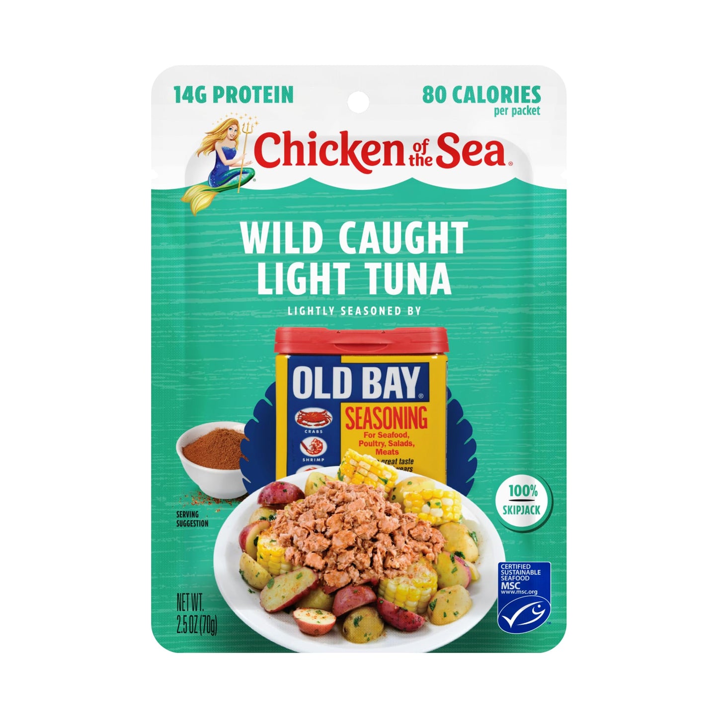 Chicken of the Sea Wild Caught Light Tuna, OLD BAY Seasoning, 2.5 oz. Packet (Box of 12)