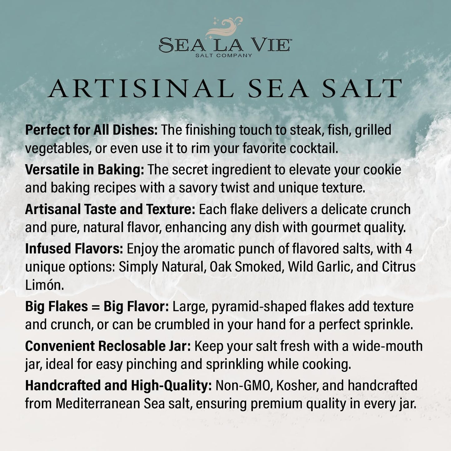 Sea La Vie  Salt Flakes  Set of 4 x 3.5 oz  Variety Pack  Kosher Handcrafted Gourmet Flakey Finishing Salt Pyramids from the Mediterranean Sea