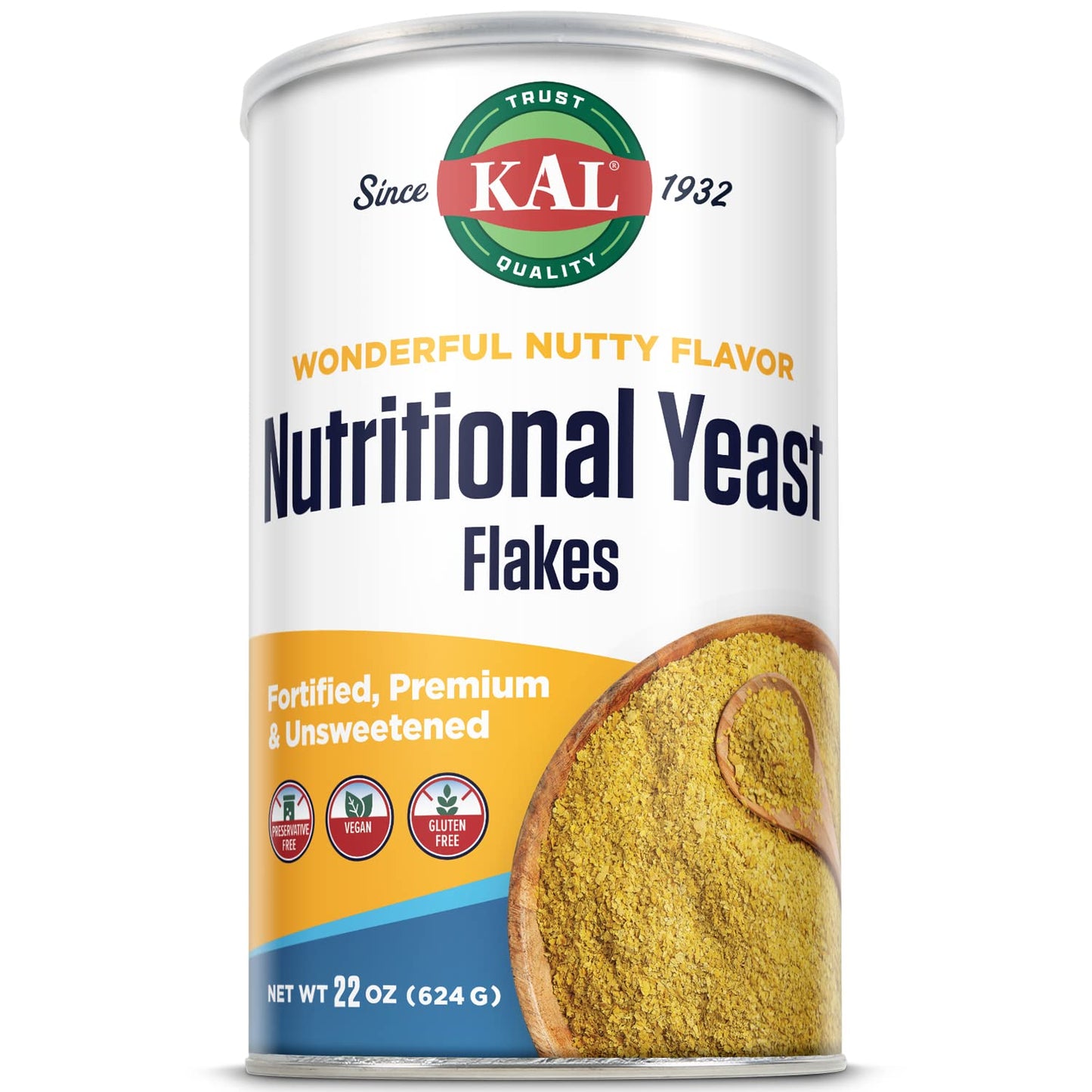 KAL Nutritional Yeast Flakes, Fortified with B12, Vegan, Gluten Free, 22oz (62 Servings), Model 8980537