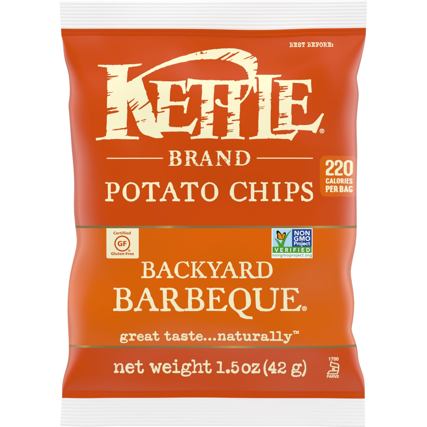 Kettle Brand Potato Chips, Backyard Barbeque Kettle Chips, Snack Bag, 1.5 Oz