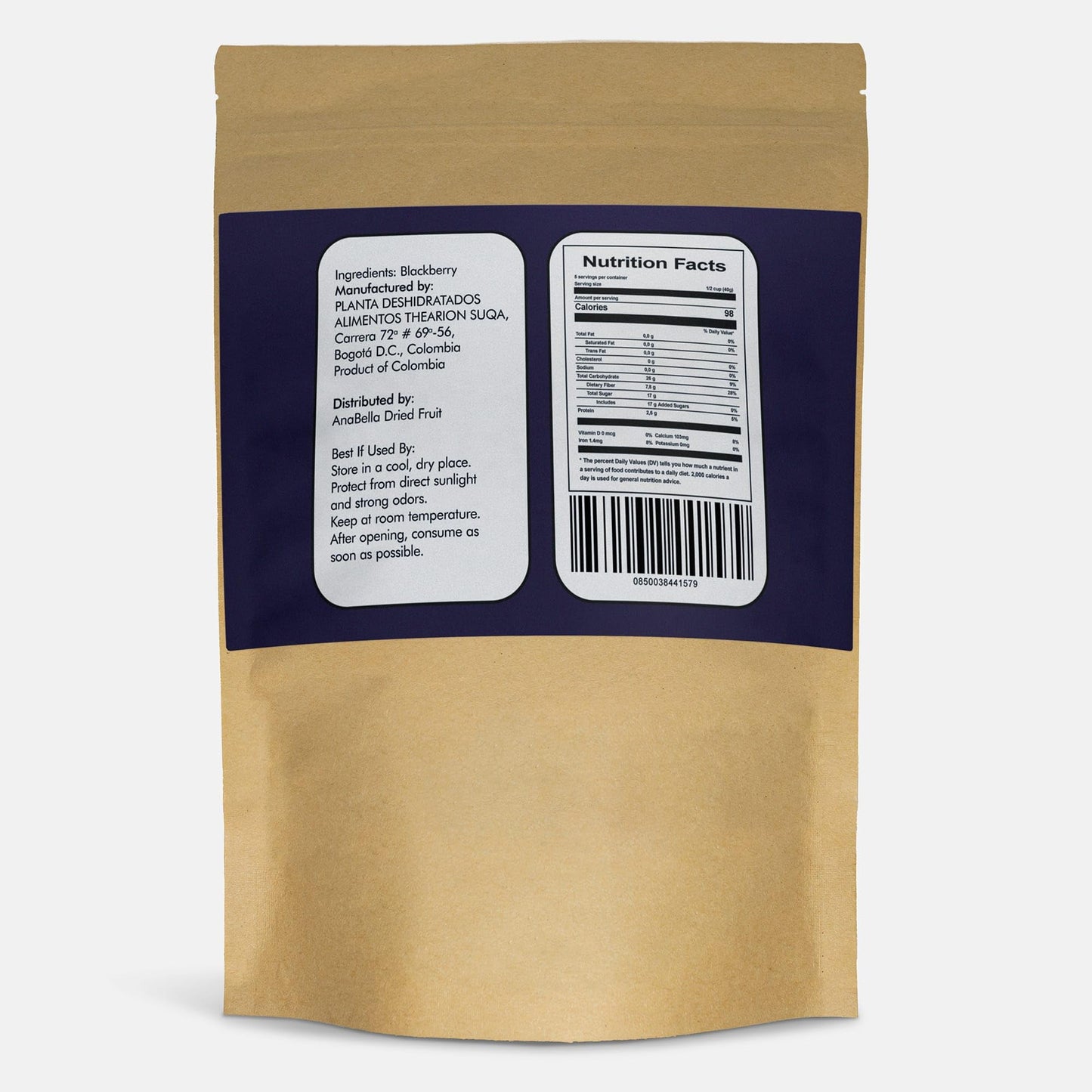 Anabella Dried Food Blackberry Fruits 100% Natural, No Sugar Added, Gluten Free, 7.06 oz