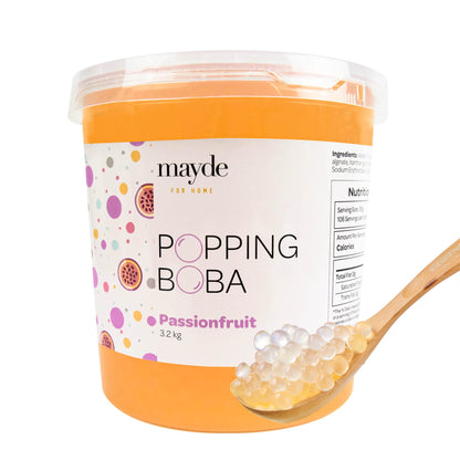Mayde Popping Boba Pearls for Drinks, Desserts, & Breakfast Bowls (Passion Fruit Flavor, 7 Pounds)