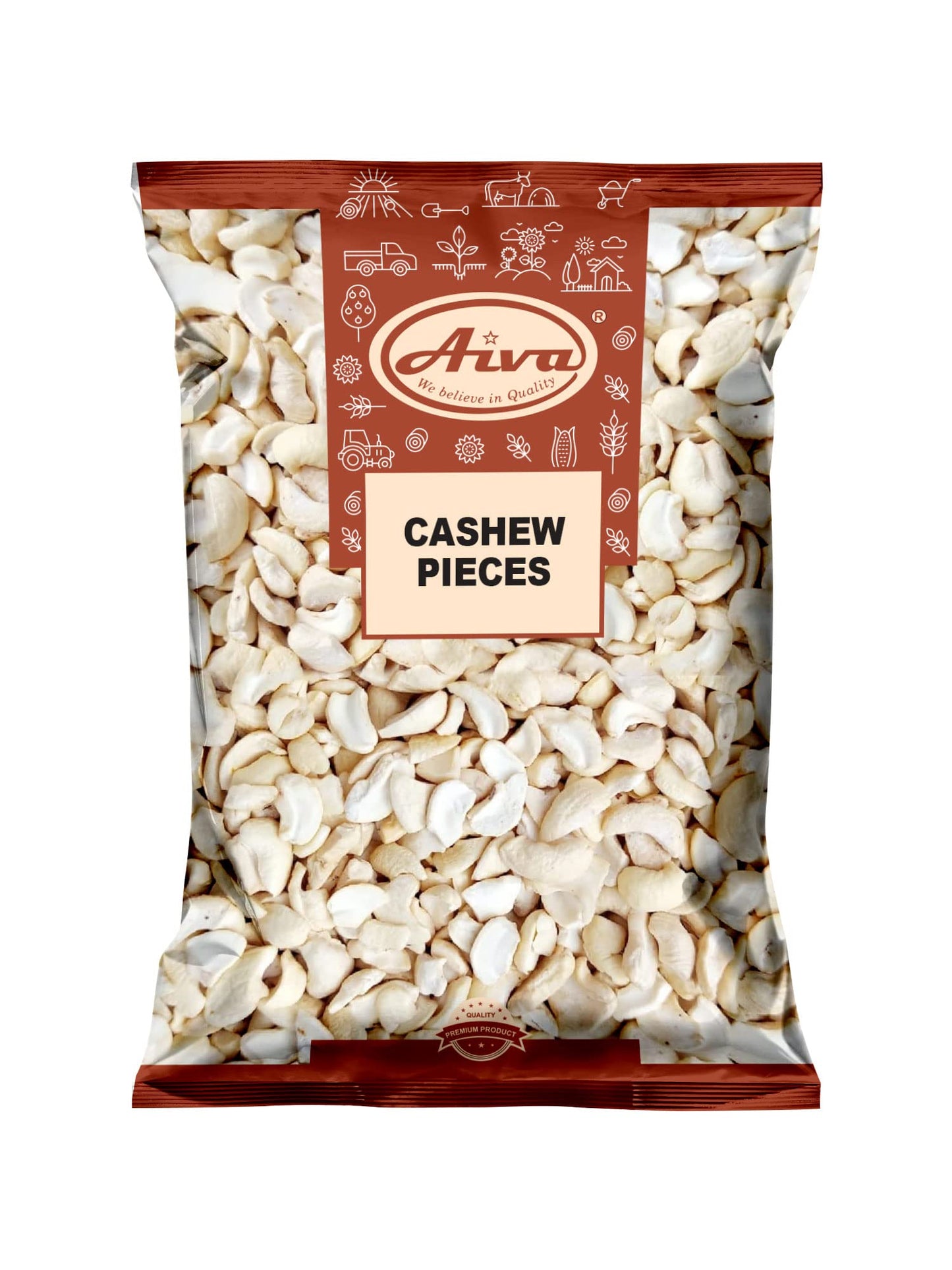 AIVA Cashew Pieces Raw, Unroasted & Unsalted, 10 lb Bulk, Premium Grade