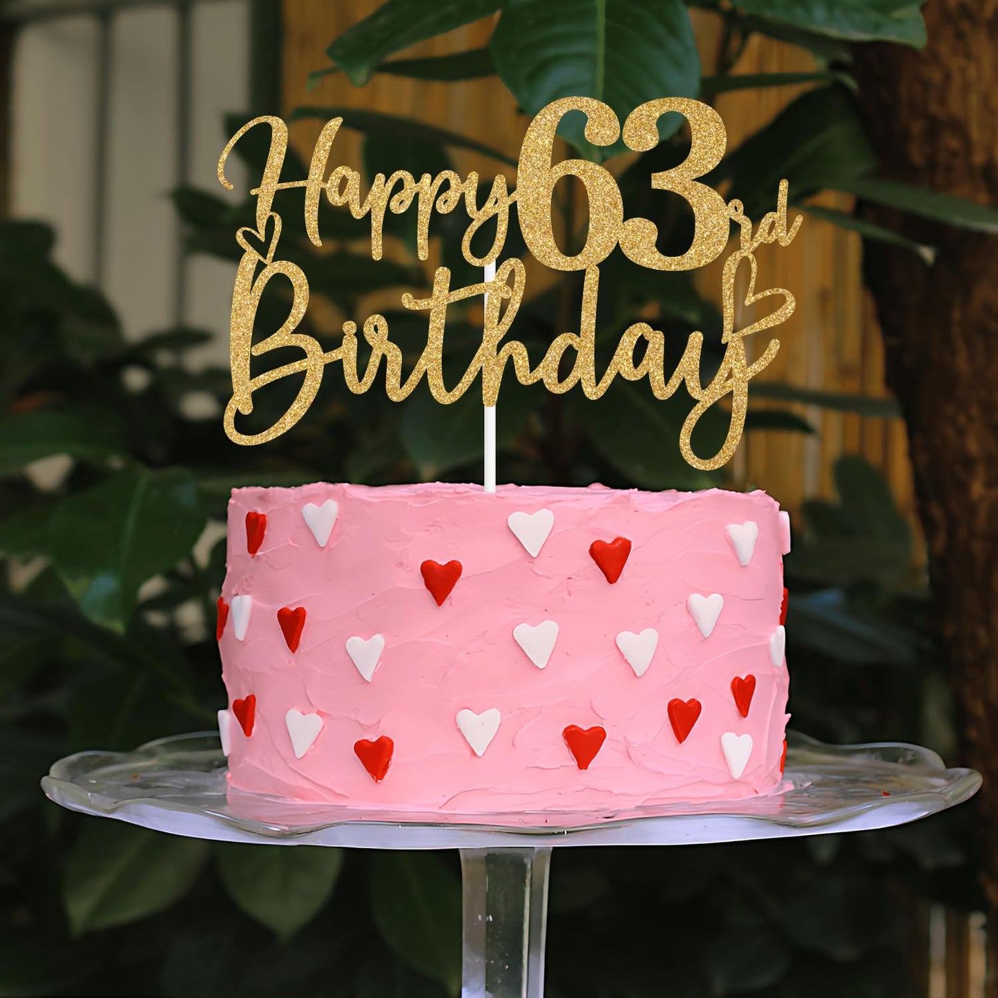 Sriburcio Gold Glitter 63rd Birthday Cake Topper, Cheers to 63 Years, Model SH--1103, Perfect for Birthday Party Decorations