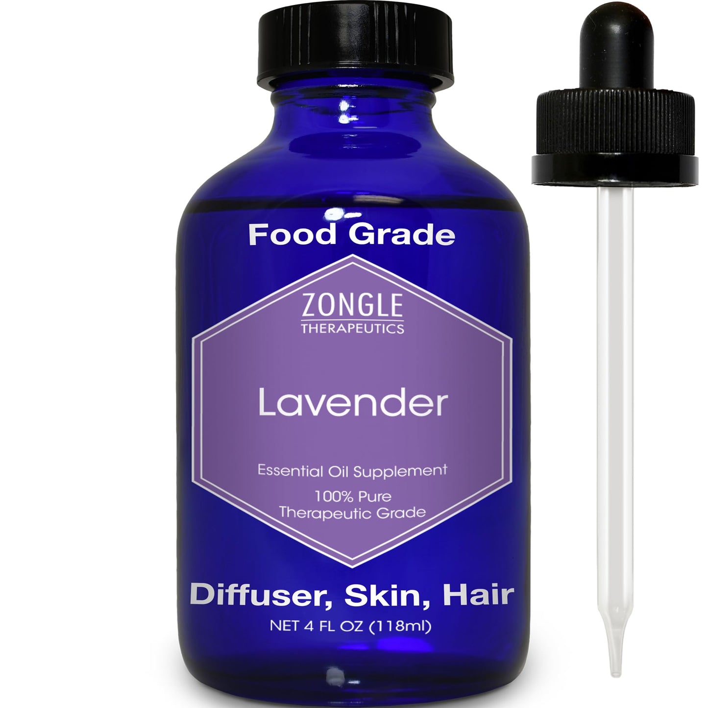 Zongle Lavender Essential Oil, French, Safe To Ingest, 4 Oz