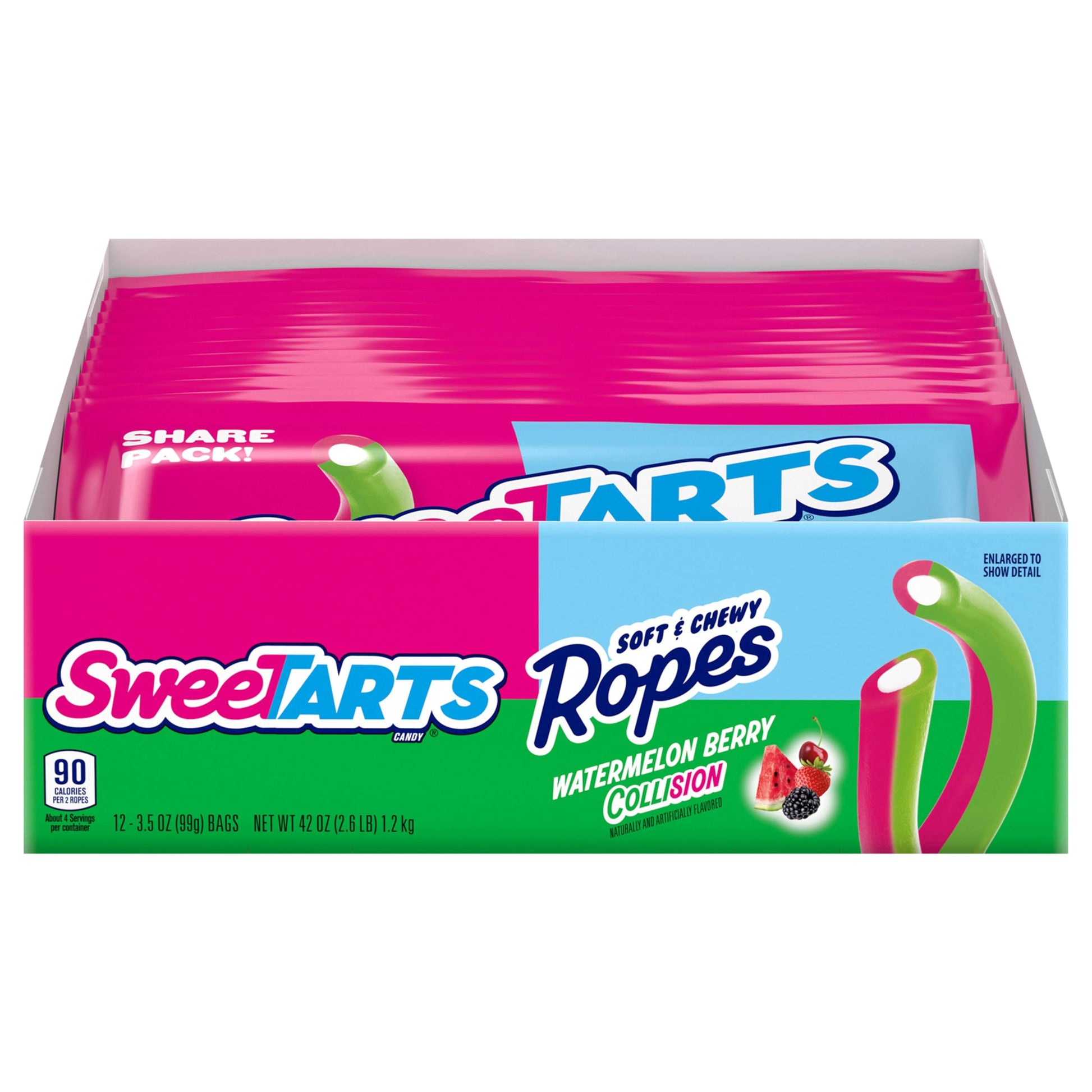 SweeTARTS Ropes, Candy, Watermelon Berry Collision, Soft and Chewy, 3.5 oz (Pack of 12)