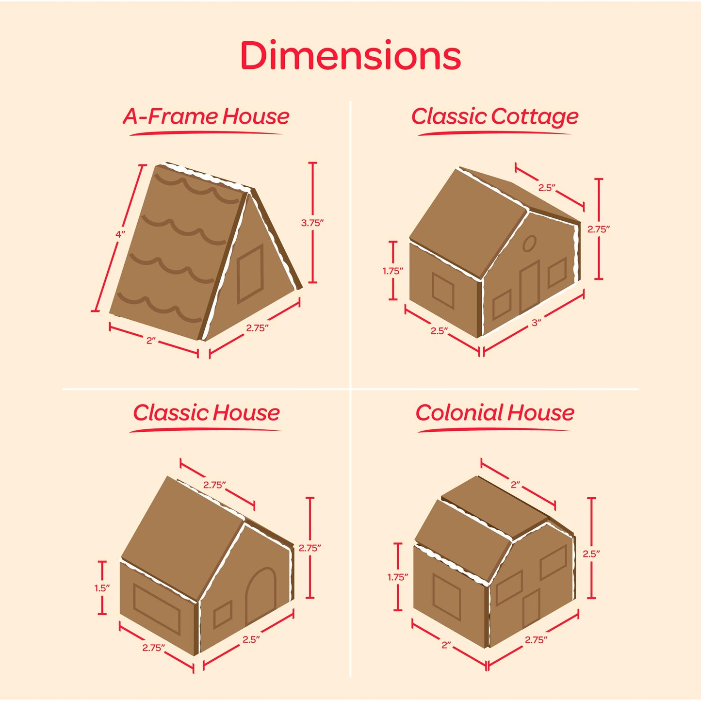 Gingerbread House kit [Set of 8] Mini Village Gingerbread Decorating House Kit Fun Holiday Activity for Kids, Ease Crafted Groov
