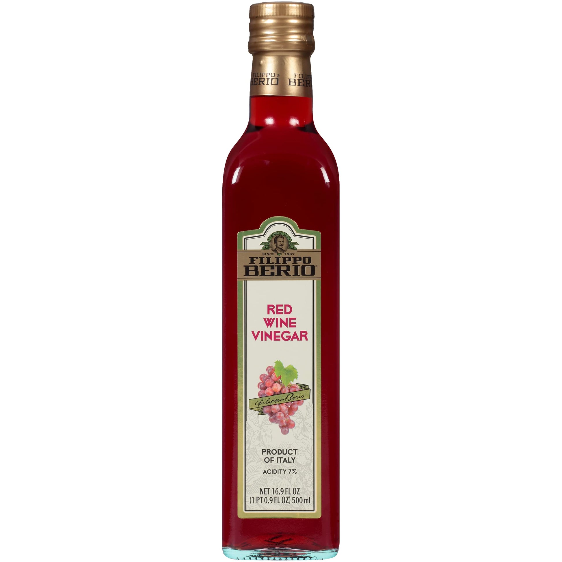 Filippo Berio Red Wine Vinegar, Gluten Free, 16.9 Fl Oz Glass Bottle