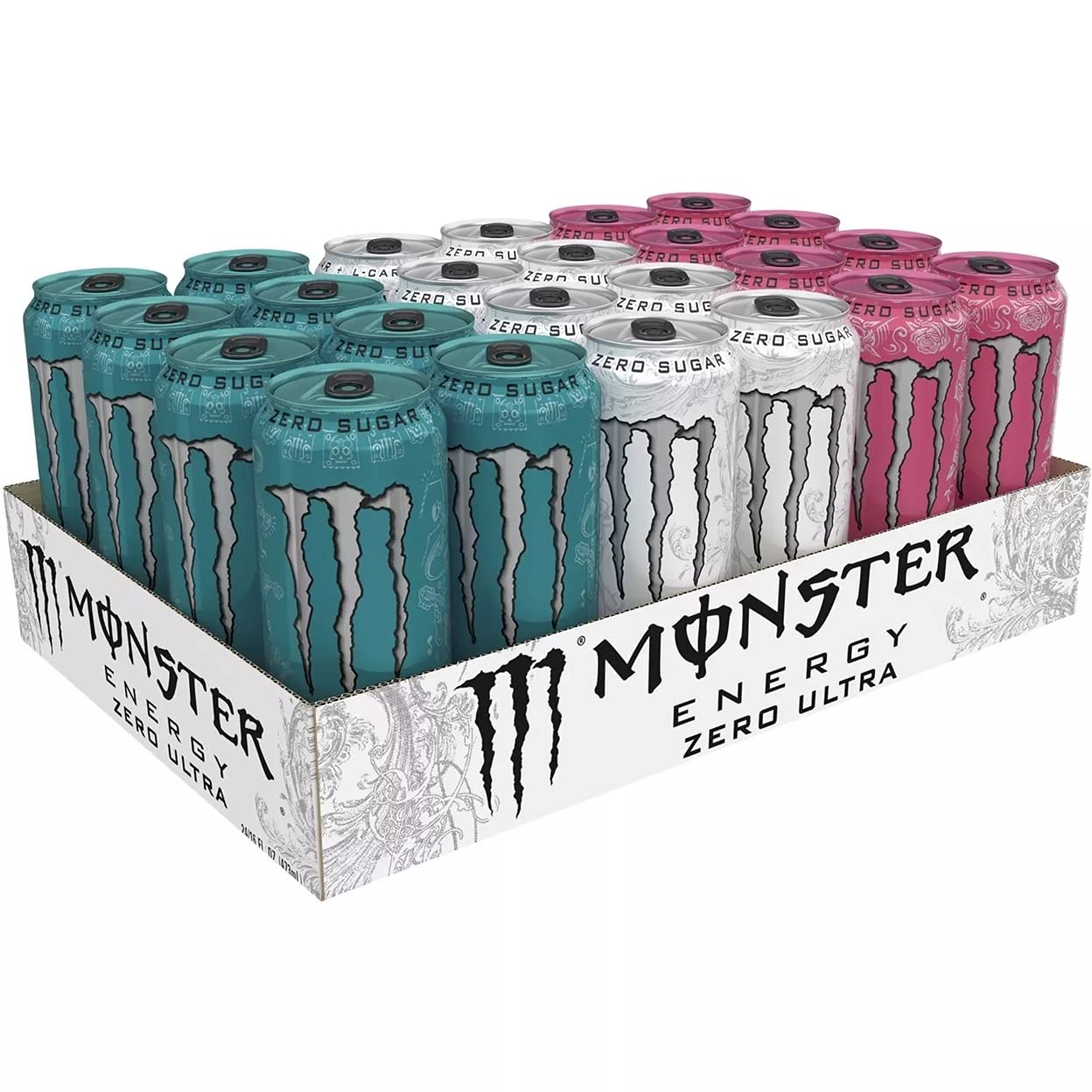 Monster Mix Energy Ultra Variety Pack, Zero Ultra, Fiesta & Rosa, 384 Fl Oz (24 Pack)