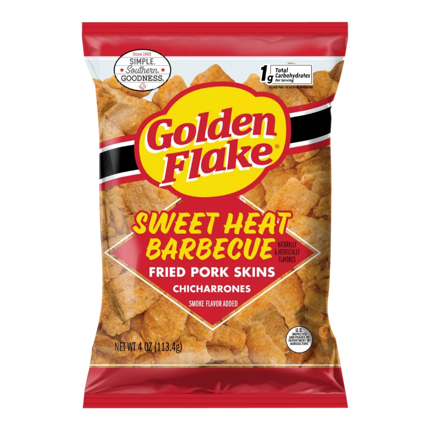 GOLDEN FLAKE SWEET HEAT BBQ FRIED PORK SKIN 4oz/4pk
