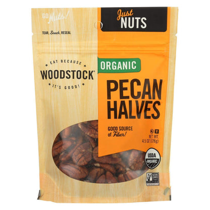 Woodstock Organic Pecan - Halves - Case of 8 - 4.5 oz.