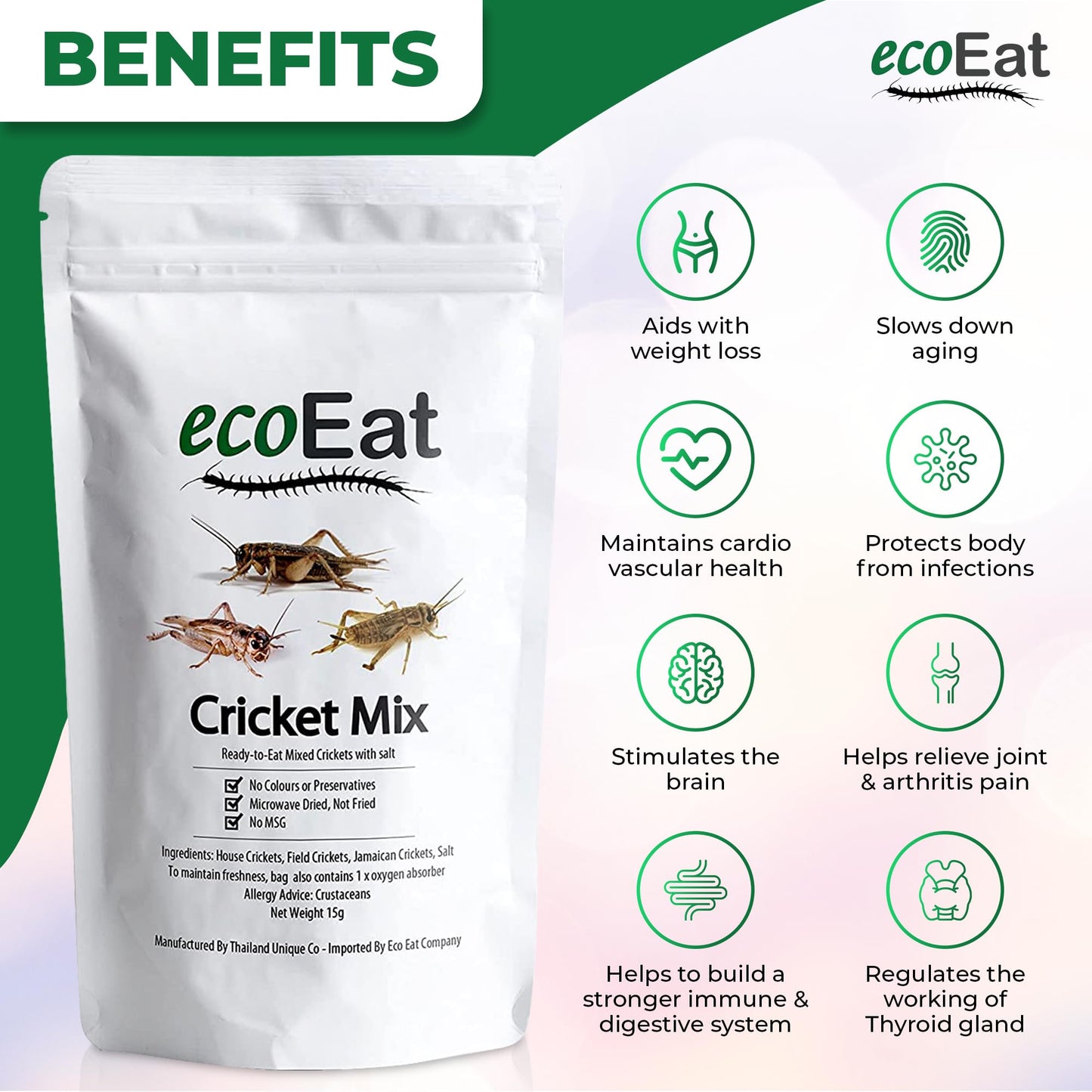 Ecoeat Edible Insects Mixed Crickets 15G Bag - Edible Snack Gift
